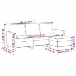 3-Sitzer-Sofa mit Hocker Schwarz 180 cm Kunstleder