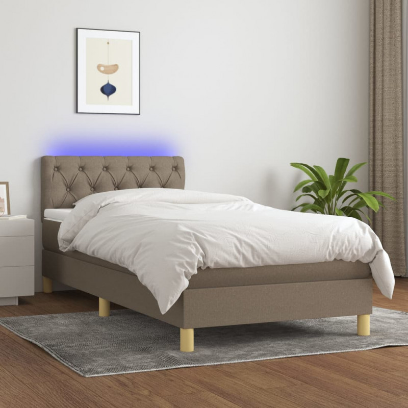 Boxspringbett mit Matratze & LED Taupe 80x200 cm Stoff