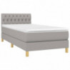 Boxspringbett mit Matratze & LED Hellgrau 80x200 cm Stoff