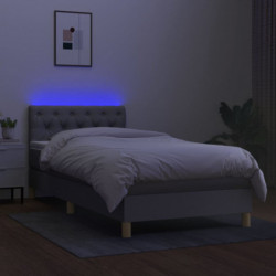 Boxspringbett mit Matratze & LED Hellgrau 80x200 cm Stoff