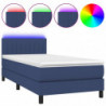 Boxspringbett mit Matratze & LED Blau 90x200 cm Stoff