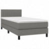 Boxspringbett mit Matratze & LED Dunkelgrau 90x200 cm Stoff