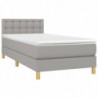 Boxspringbett mit Matratze & LED Hellgrau 80x200 cm Stoff