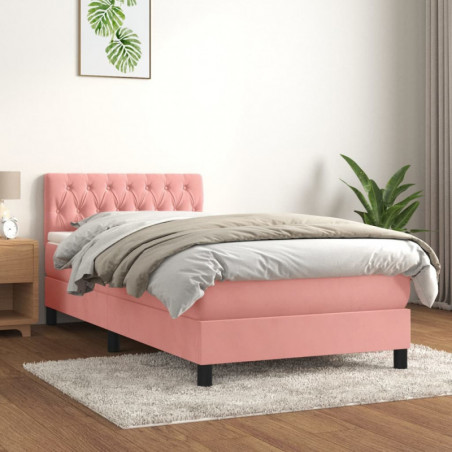 Boxspringbett mit Matratze Rosa 90x190 cm Samt