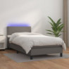 Boxspringbett mit Matratze & LED Grau 80x200 cm Kunstleder