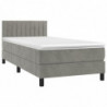 Boxspringbett mit Matratze Hellgrau 90x190 cm Samt