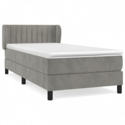 Boxspringbett mit Matratze Hellgrau 80x200 cm Samt