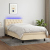 Boxspringbett mit Matratze & LED Creme 80x200 cm Stoff