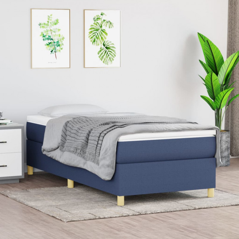 Boxspringbett mit Matratze Blau 100x200 cm Stoff