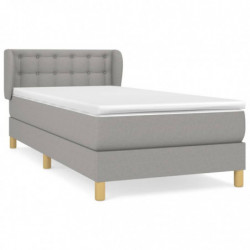 Boxspringbett mit Matratze Hellgrau 80x200 cm Stoff