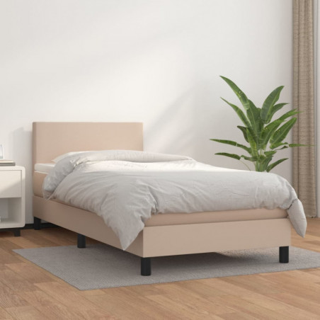 Boxspringbett mit Matratze Cappuccino-Braun 90x200cm Kunstleder