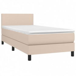 Boxspringbett mit Matratze Cappuccino-Braun 90x200cm Kunstleder