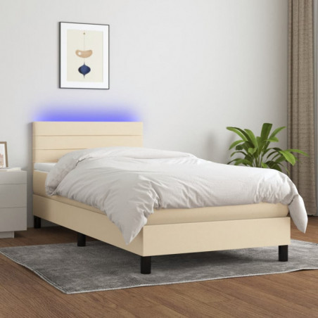 Boxspringbett mit Matratze & LED Creme 80x200 cm Stoff