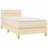 Boxspringbett mit Matratze Creme 90x200 cm Stoff