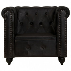 Chesterfield-Sessel Schwarz Echtleder