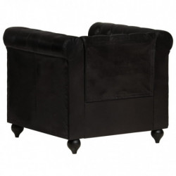 Chesterfield-Sessel Schwarz Echtleder