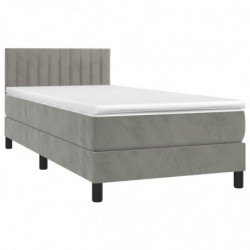 Boxspringbett mit Matratze Hellgrau 80x200 cm Samt