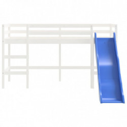 Kinderhochbett mit Rutsche Weiß 80x200 cm Massivholz Kiefer