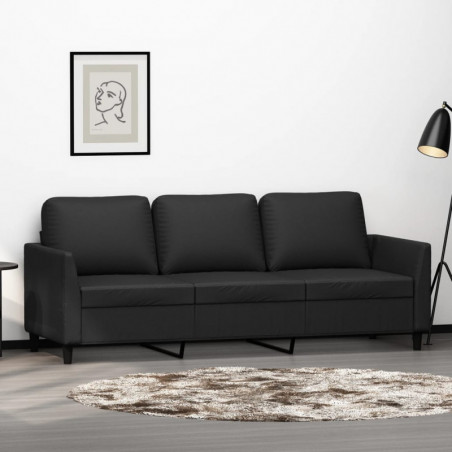 3-Sitzer-Sofa Schwarz 180 cm Kunstleder