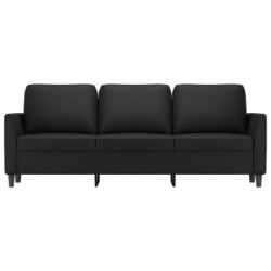 3-Sitzer-Sofa Schwarz 180 cm Kunstleder