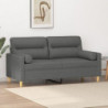 2-Sitzer-Sofa mit Zierkissen Dunkelgrau 140 cm Stoff