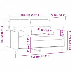 2-Sitzer-Sofa mit Zierkissen Dunkelgrau 140 cm Stoff