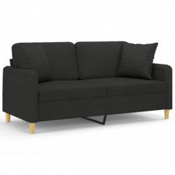 2-Sitzer-Sofa mit Zierkissen Schwarz 140 cm Stoff