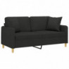 2-Sitzer-Sofa mit Zierkissen Schwarz 140 cm Stoff