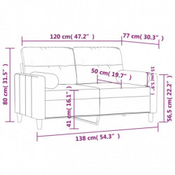2-Sitzer-Sofa mit Zierkissen Schwarz 120 cm Stoff
