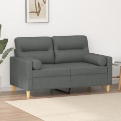 2-Sitzer-Sofa mit Zierkissen Dunkelgrau 120 cm Stoff