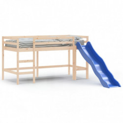 Kinderhochbett mit Rutsche 90x190 cm Massivholz Kiefer