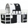 Kinderhochbett mit Tunnel Weiß & Schwarz 90x200 cm Kiefernholz